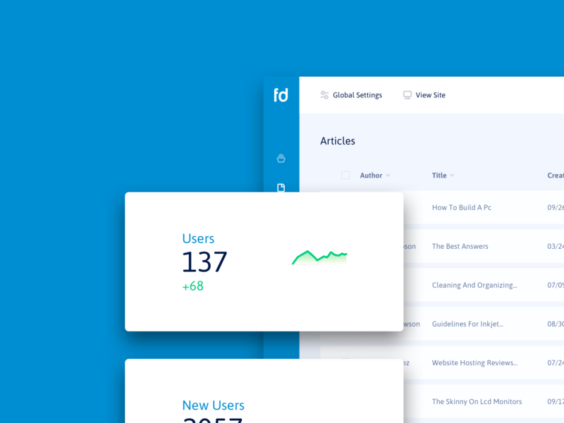 Fluid Digital CMS analytics blue clean cms dashboard product design product design software ui ui ux designer