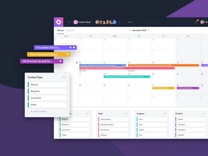 Qurate Planner analytics dashboard design planner product design ui ux