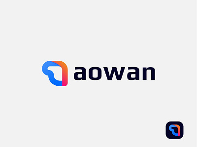 Letter a modern logo mark aowan