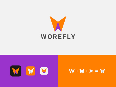 Worefly Logo Design - Modern Logo Mark abstract logo arrow app icon arrow logo branding butterfly logo combination mark creative logo design illustration letter mark logo design concept logo identity logodesigner logomaker logotype modernlogo simple logo w app icon w logo w mark