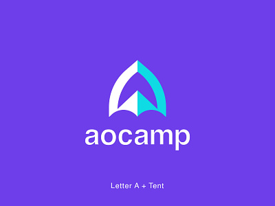 Aocamp - Letter A + Tent abstract brand identity camping colorful letter a lettermark logo design modern simple tent tour travel