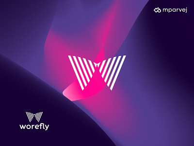 worefly abstract brand identity colorful flat fly freedom graphic design iconic logo minimal modern simple symbol w w logo wing logo