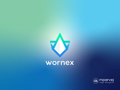 Wornex blockchain logo blockchain colorful crypto cryptocurrency diamond pyramid flat lettermark logo design minimal modern nft rebrand unique logo wlogo