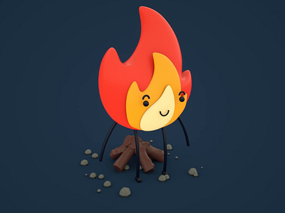 Little Campfire's Good Mood 3d animation 3d artwork 3d design 3d fire 3d gif 3d graphic 3d illustration 3d modeling 3d visual animated character design fire gif illustration motion design