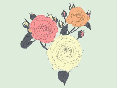 Floral print floral print flower flowers illustration illustrator leaves nature rose roses vector vintage