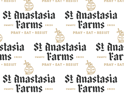St. Anastasia Farms II blackletter iconography lockup religious type typography