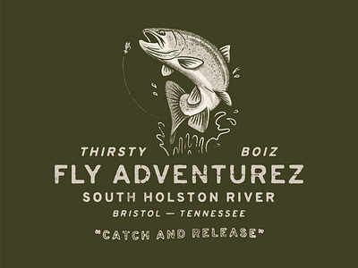 Thirsty Boiz Alt fish fly fishing illustration texture trout type typography vintage