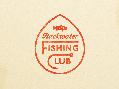 Backwater Fishing Club Badge badge bait bass club custom lettering fishing fly fishing lake lettering river sans script stream texture trout typography water