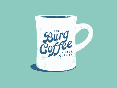 Burg Coffee coffee illustration logo mug print script texture vintage
