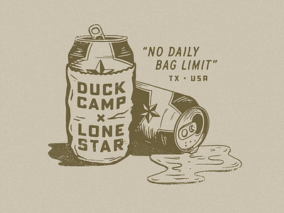 Duck Camp x Lone Star austin beer cans illustration texas texture typography