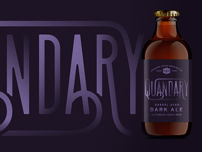 Quandary Barrel Aged Dark Ale beer bottle design brewery lettering packaging shadow