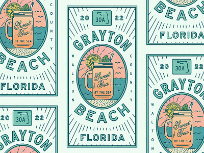 Family Beach Trip 2022 30a beach family vacation florida illustration misregistration monoline ocean screen print southern sunset sweet tea towel typography vacation waves