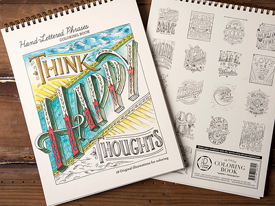 "Happy Thoughts" Coloring Book coloring hand lettering lettering phrases quotes