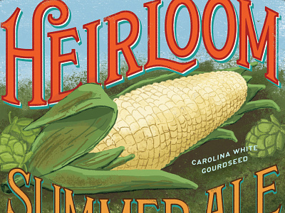 Heirloom Summer Ale beer brewery hand lettering illustration label lettering serif texture
