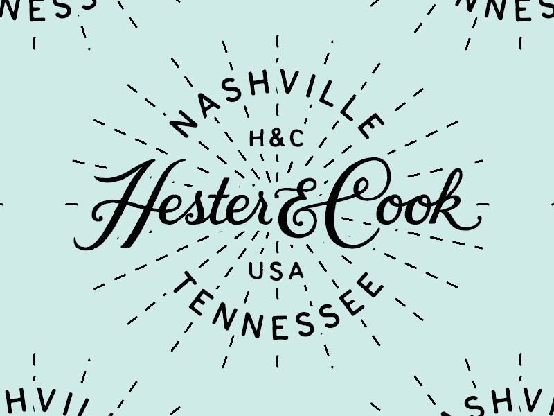 Hester & Cook stamp hand lettering custom lettering rays sunburst stamp lettering typography script badge logo