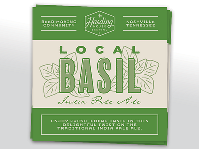 Local Basil IPA basil beer illustration packaging typography