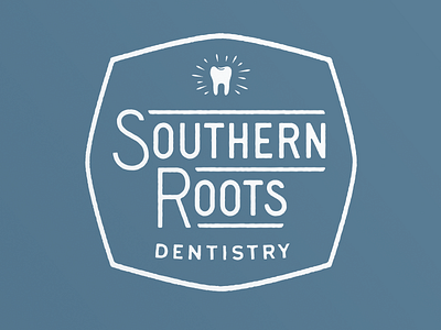 Southern Roots Dentistry badge dentist lettering logo tooth vintage