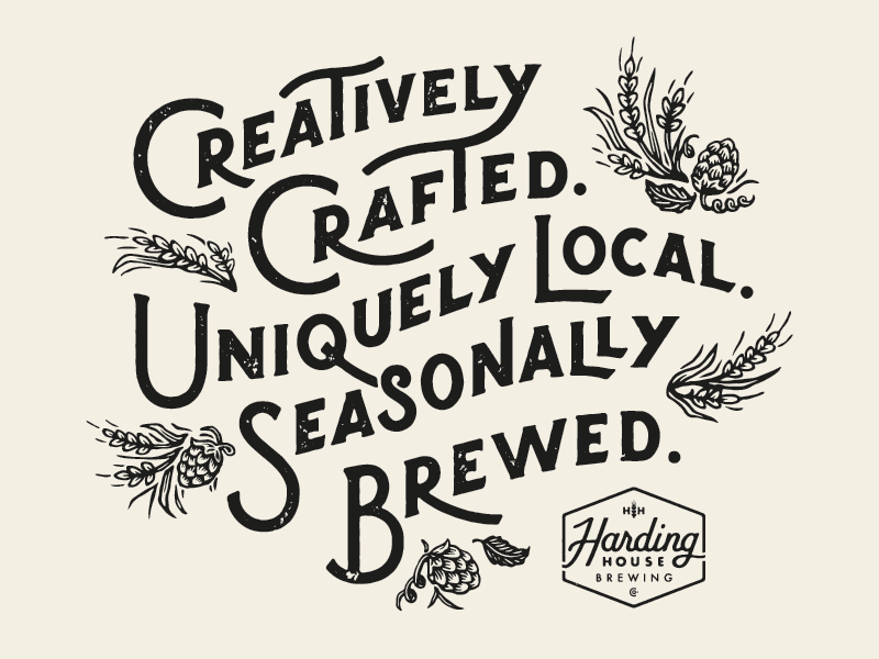 Tagline WIP hand lettering brewery texture vintage illustration wheat hops beer lettering
