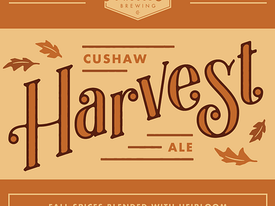 Cushaw Harvest Ale beer brewery fall hand lettering harvest illustration lettering vintage