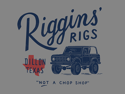 Riggins’ Rigs bronco dillon fnl illustration lettering riggins texas