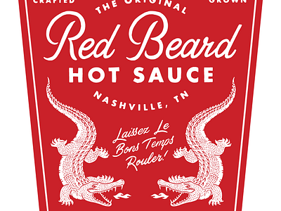 Red Beard Hot Sauce alligator cajun crocodile gator hand lettering hot sauce illustration