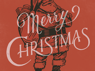 Merry Christmas custom type hand lettering illustration lettering santa