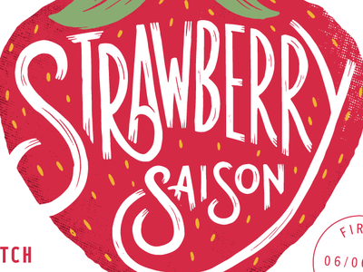 Strawberry Saison bee beer beer label custom type ipad label lettering procreate strawberry