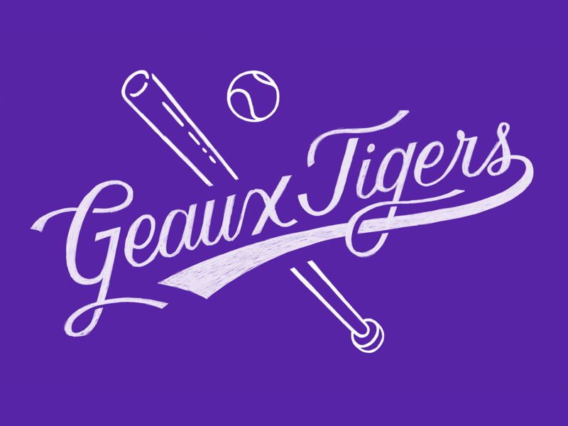 Geaux Tigers little league sports louisiana script lettering baseball