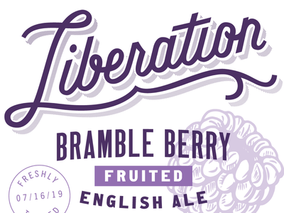 Liberation beer brewing fruit lettering script typography