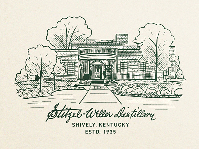 Stitzel-Weller Distillery bourbon distillery illustration ipad kentucky line art typography whiskey