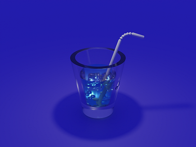 Glass of water with cubes