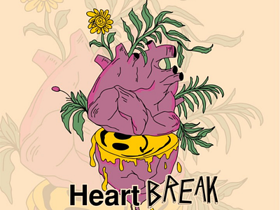 Heart break ilustrasi artwork vector