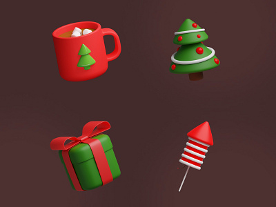Christmas mood 3d 3d icons christmas christmas mood christmas tree cup fireworks gift new year