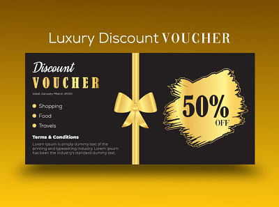 Luxury Discount Voucher card design coupon coupon card discount discount voucher gift card gift voucher golden luxury offer voucher voucher card voucher design