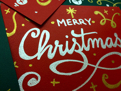 Christmas card detail christmas hand lettering metallic