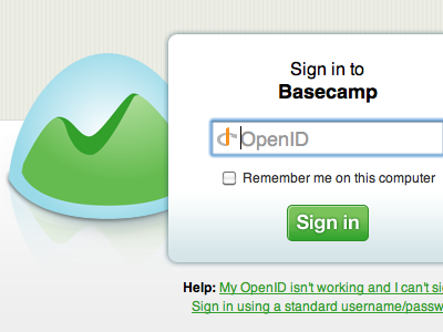 Basecamp Sign in form sign in