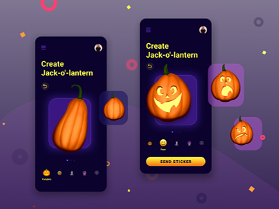 Halloween Mobile Application back screen button cards cards ui catalog gallery gallery mobile gallery ui hallooween illustration ios icons mobile application mobile button ui new screen product design sticker app stickers ui ux ui