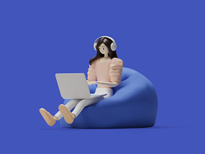 Work from home 3D Illustration