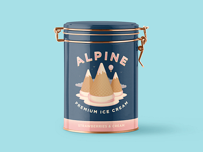 Ice Cream Packaging adobe illustrator alps branding design dribbbleweeklywarmup hot air balloon ice cream illustration logo mountains packaging texture typography vector