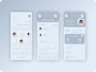 Neumorphic Design ( payment app ) 3d ui