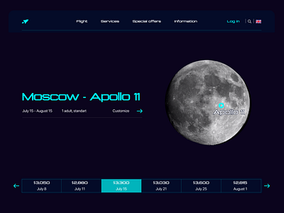 Ticket to the moon. Website color concept design hitech tickets web web design