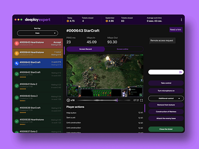 Remote desktop control for gaming services. app app design black board concept design digital gaming hackathon purple starcraft ui uiux ux web