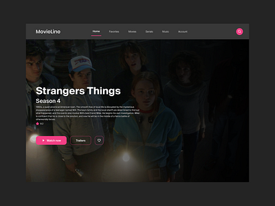 Daily UI Challenge #25 - TV App app black challenge daily dark design pink stranger things tv tvapp ui