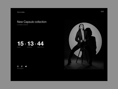 UI Daily Challenge #48 - Coming Soon black challenge comingsoon countdown daily dailyui dailyuichallenge dark design fashion minimal photo ui uidaily web