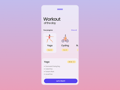 UI Daily Challenge #62 - Workout of the day android app challenge color daily dailyui design ios minimal mobile ui workout