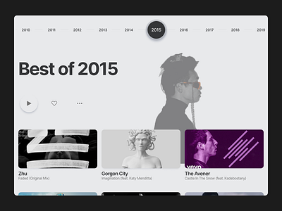 UI Daily Challenge #63 - Best of 2015 2015 app best challenge daily dailyui design desktop gray inter minimal music ui web