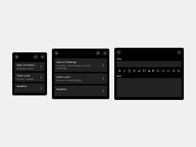 UI Daily Challenge #65 - Notes Widget app black challenge daily dailyui dark design ios minimal note notes notewidget sf text ui widget
