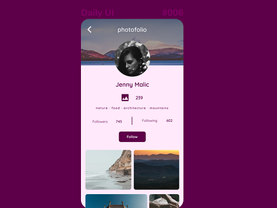 Daily UI 006 006 app design dailyui ui user page