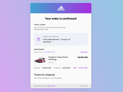 Email Receipt 17 adidas daily17 email graphic design ui uichallenge ux