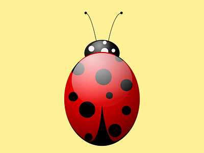 Ladybird isolated on a yellow background.